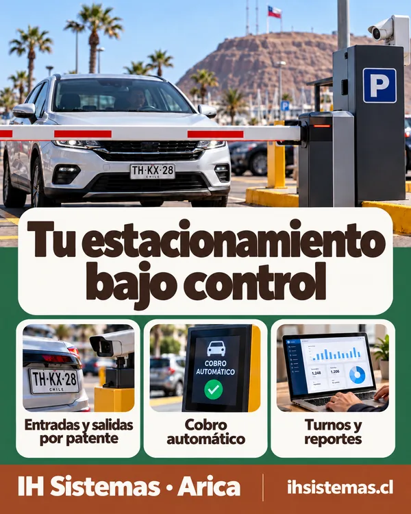Ilustración del control de vehículos y cobros en un estacionamiento